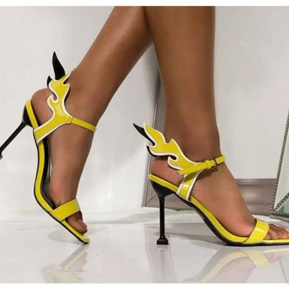 Cape Robbin inferno flame high heels in neon yellow NWOT